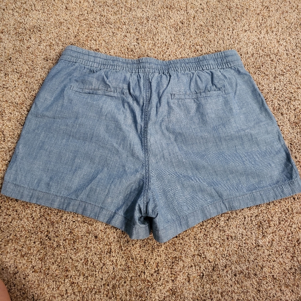 J Crew Drawstring Chambray Shorts, Size M - image 2